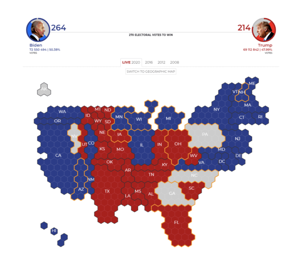 Carte coroplethe dataviz élections US