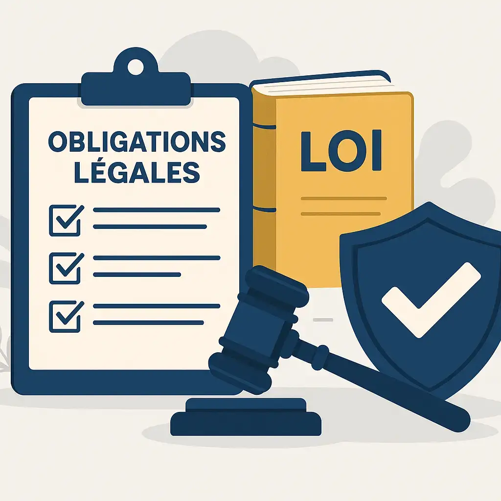 Obligations légales et conformité – Évaluation des tiers Illustration vectorielle des obligations légales encadrant l’évaluation des tiers selon la loi Sapin 2 et la conformité AFA