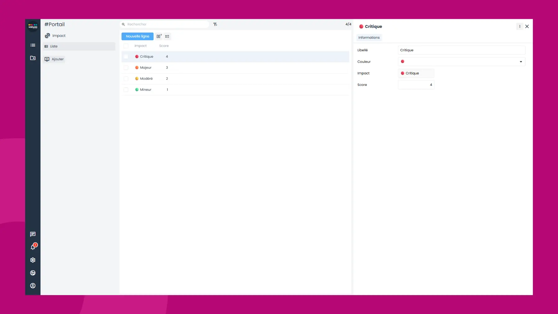 Interface logiciel Sapin 2 - Module cartographie des risques - Scoring