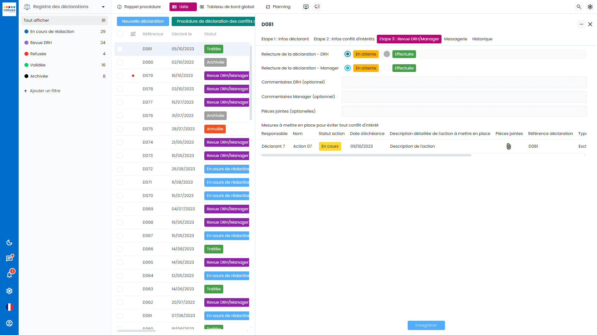 Interface logiciel Sapin 2 - Module Conflits d'intérêts - Scoring