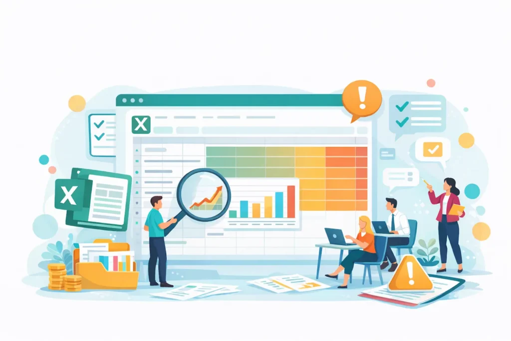 Example of risk mapping created with Excel in a risk management context.